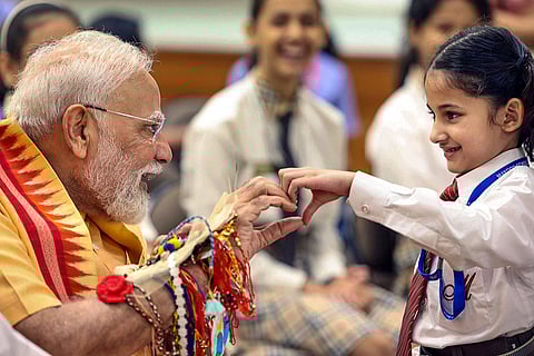 PM Modi celebrates Raksha Bandhan