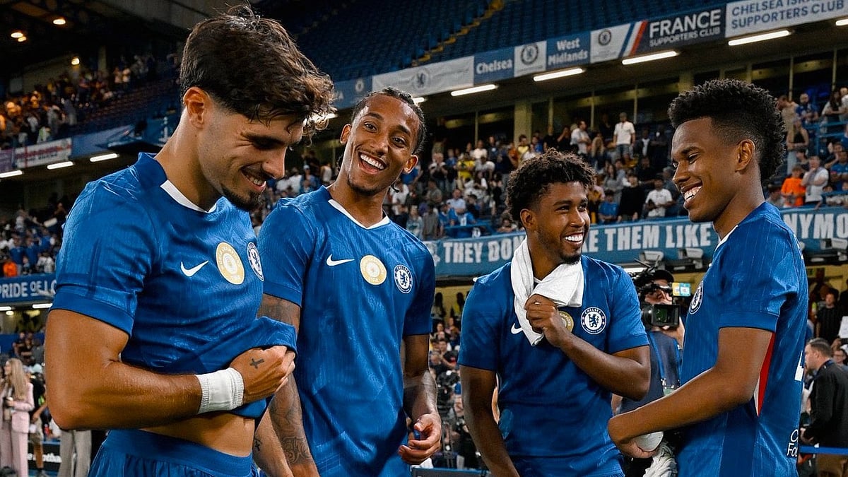 | Photo: X/ChelseaFC : Chelsea vs AC Milan, Pre-Season Friendlies: Chelsea players celebrate after their pre-season win over Bayer Leverkusen.