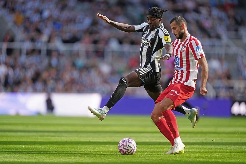 Britain Soccer Club Friendly Newcastle United Vs Atletico Madrid match photos: Anthony Elanga