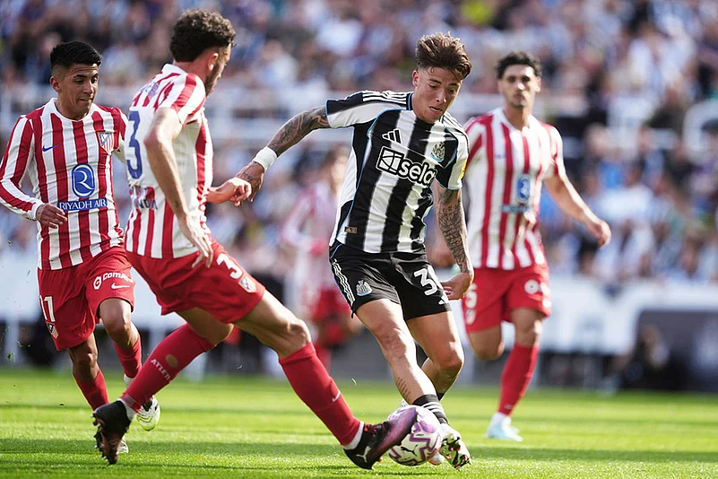 Britain Soccer Club Friendly Newcastle United Vs Atletico Madrid match photos: Matteo Ruggeri