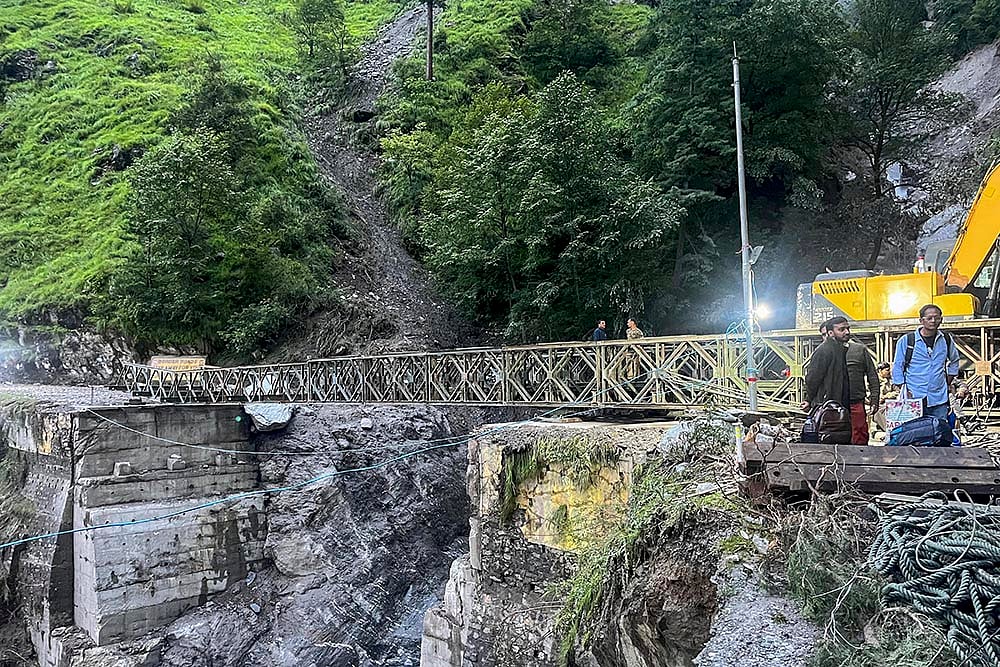 | Photo: @UttarkashiPol on X via PTI  : Construction work on Gangotri National Highway