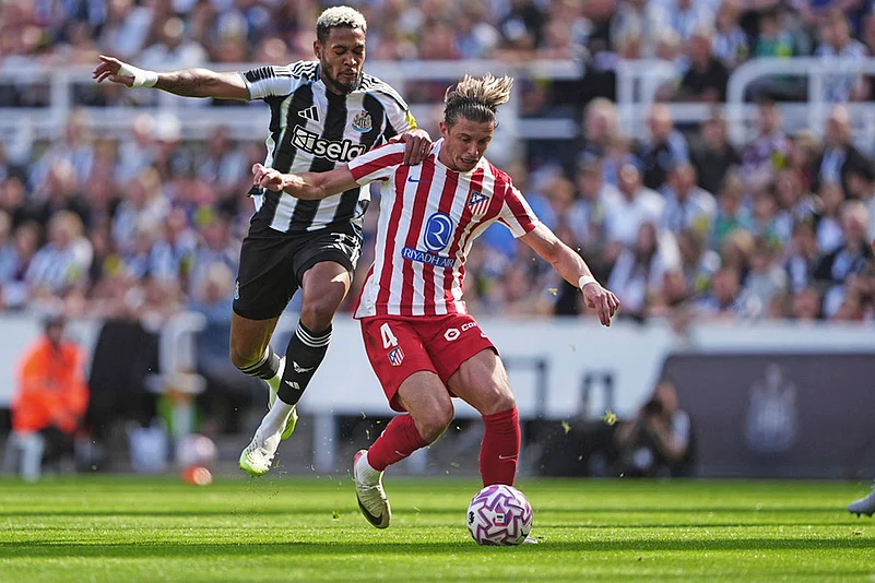 Britain Soccer Club Friendly Newcastle United Vs Atletico Madrid match photos: Joelinton