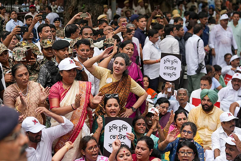 INDIA bloc MPs hold protest march over revision of the voter list, in New Delhi_Sagarika Ghose