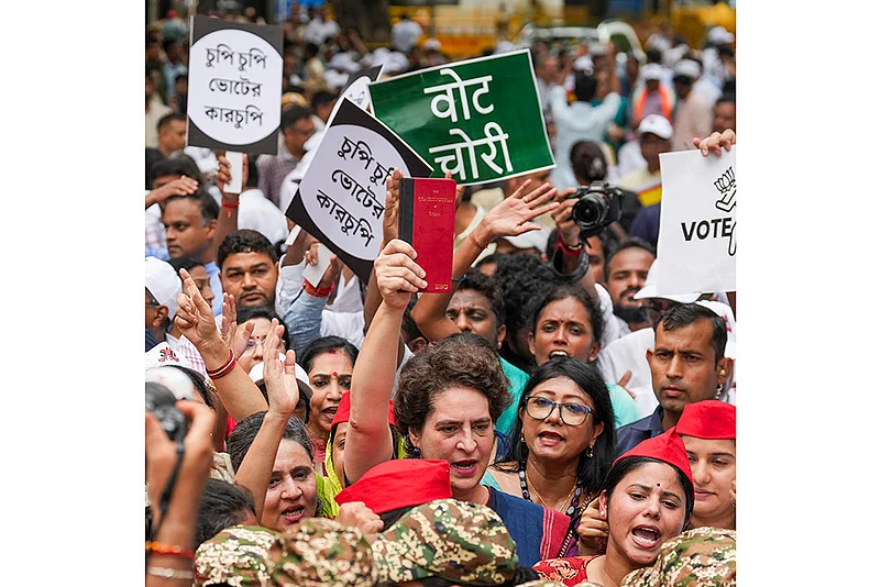 INDIA bloc MPs hold protest march over revision of the voter list, in New Delhi_Sagarika Ghose