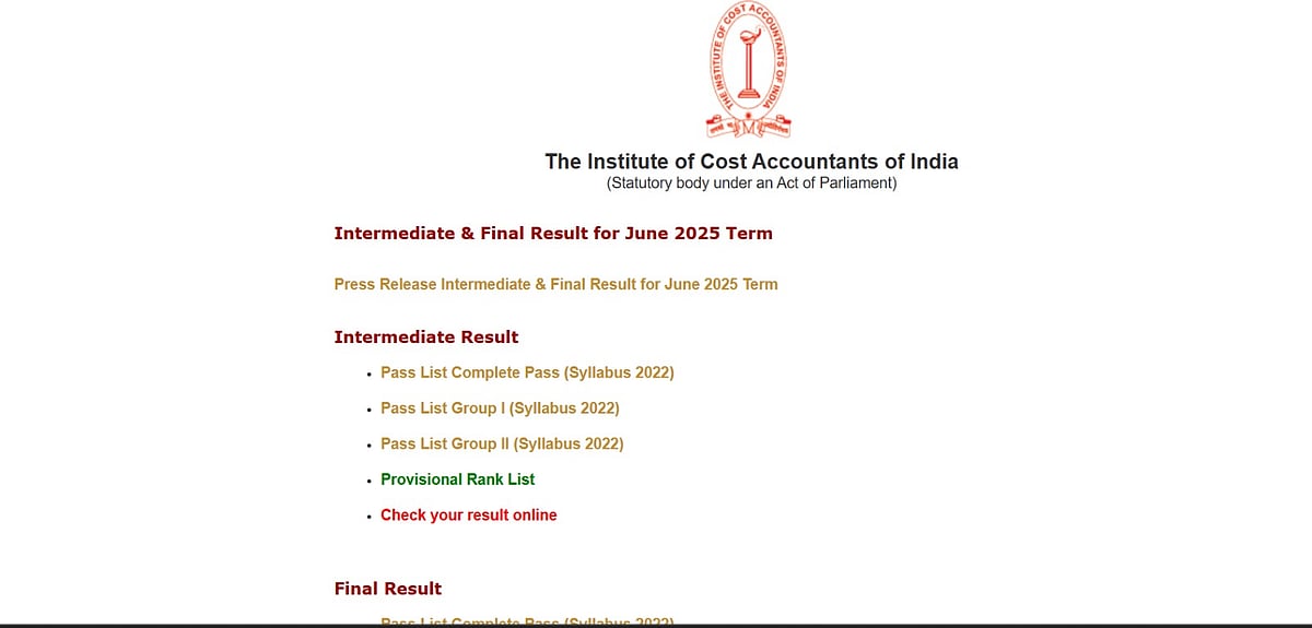 ICMAI Declares CMA June 2025 Results; Check Pass Percentage and Toppers