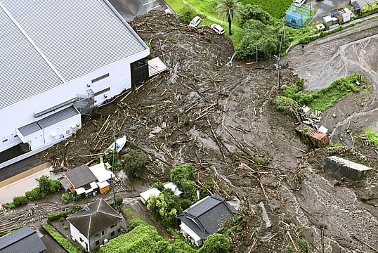 Japan Faces Heavy Downpour Causing  Floods, Travel Disruptions And Mudslides