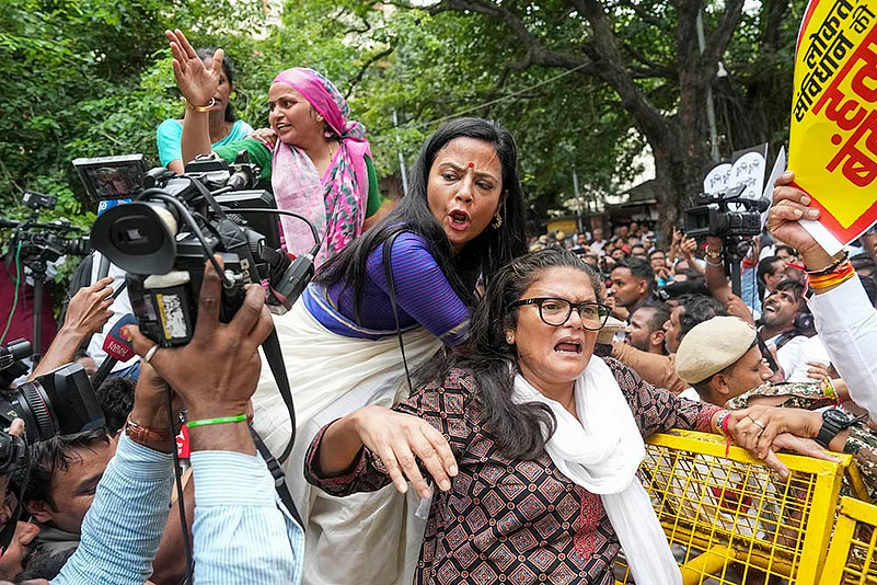INDIA bloc MPs hold protest march over revision of the voter list, in New Delhi_Mahua Moitra