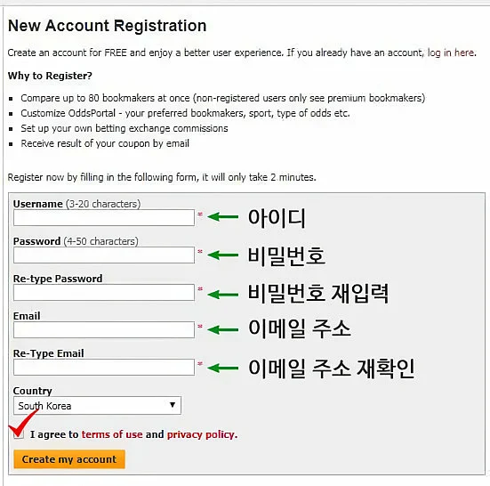 New account registration form details and benefits