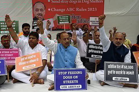 BJP leader Vijay Goel during a protest