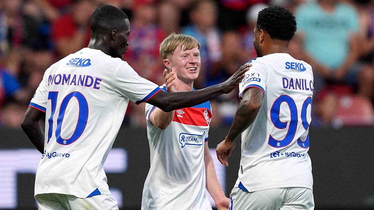 Viktoria Plzen vs Rangers, UEFA Champions League 2025-26 Qualifiers: Lyall Cameron celebrates after scoring in the second leg match.