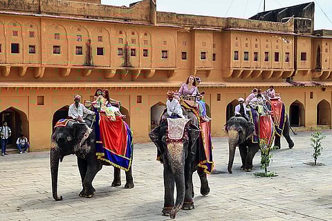 Tourists at Amer Fort