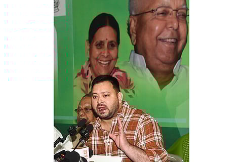 Tejashwi Yadav addresses media