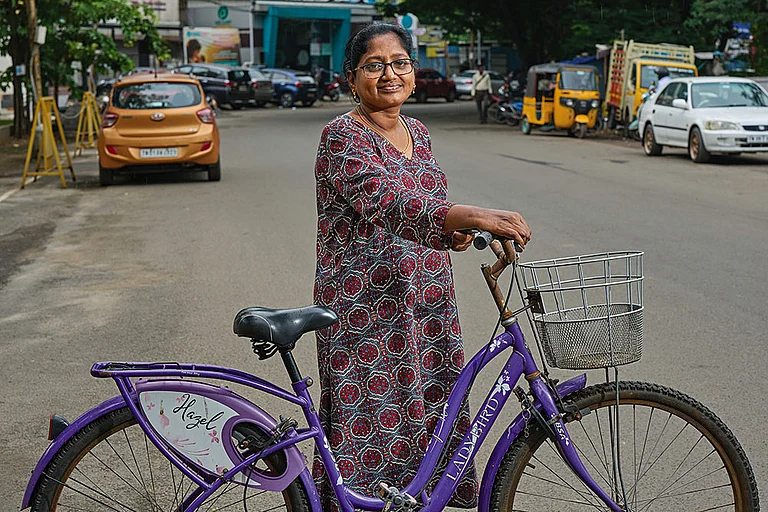 Premavathi, the ‘cycle lady' of Chennai. - | Photo: Manpreet Romana