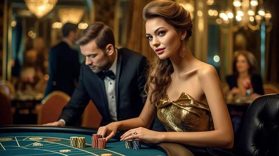 A woman playing casino