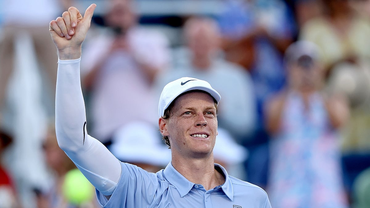 Reigning Cincinnati Open champion Jannik Sinner after winning.
