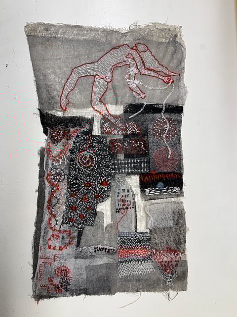 How Does Your Garden Grow
In my somatic work, stitches become erratic documentation: a French knot swells like scar tissue, a satin stitch frays to mimic nerve damage.