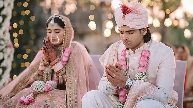 | Photo: Instagram/neeraj____chopra : File photo of Neeraj Chopra's wedding with Himani Mor.