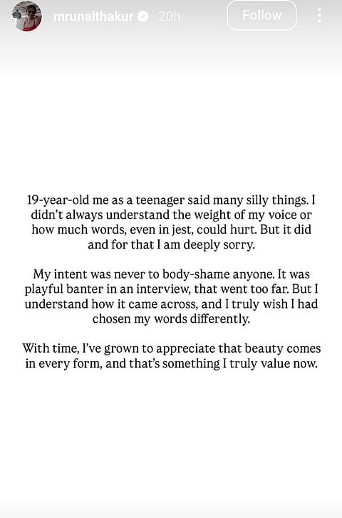 Mrunal Thakur's post