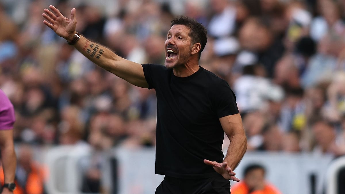 File : File photo of Diego Simeone in charge of Atletico Madrid.