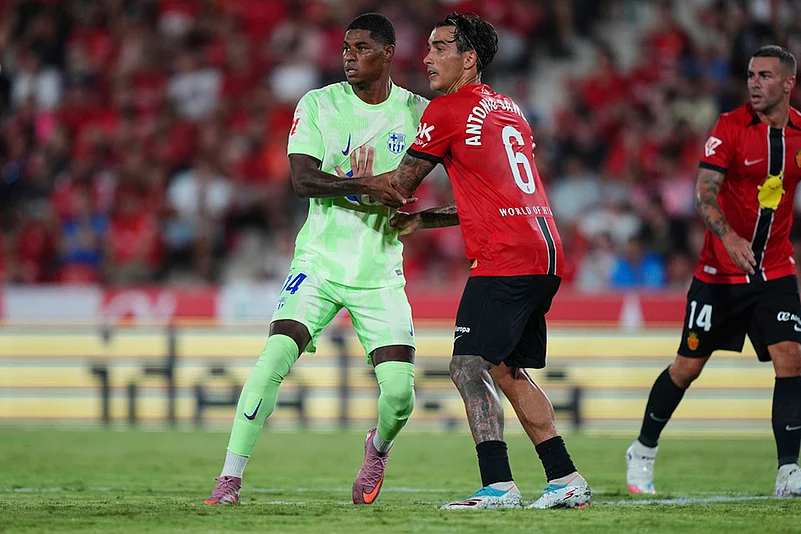 Spain soccer La liga 2025-26 Mallorca and Barcelona_Marcus Rashford