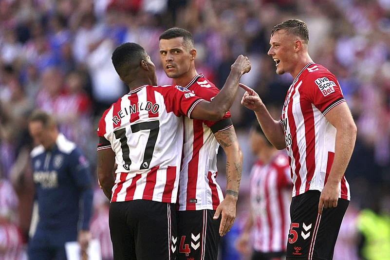 Britain Soccer Premier League EPL 2025-26 AFC Sunderland vs West Ham United_Granit Xhaka
