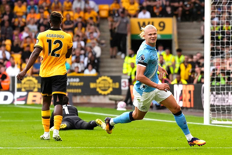 Britain Soccer Premier League 2025-26 Wolverhampton Wanderers and Manchester City_Erling Haaland