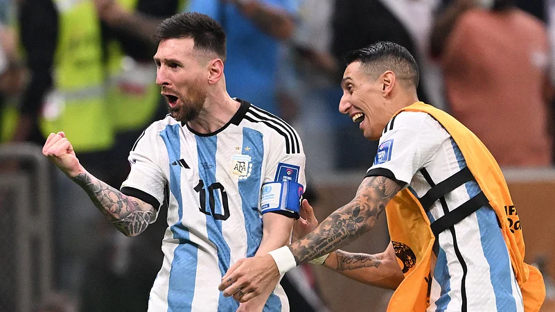 Argentinas Lionel Messi and Angel Di Maria