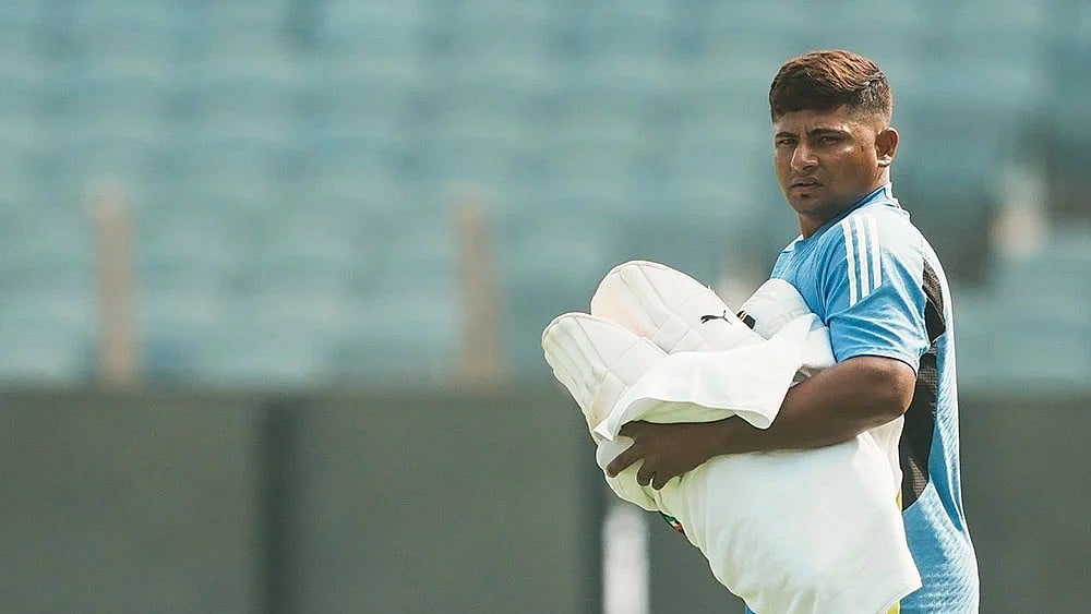 Sarfaraz Khan. - | Photo: PTI/Kunal Patil