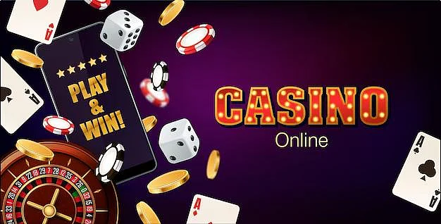 Roulette wheel with online casino, cards and dice