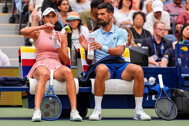 US Open 2025 Mixed Doubles Novak Djokovic and Olga Danilovic vs Mirra Andreeva and Daniil Medvedev