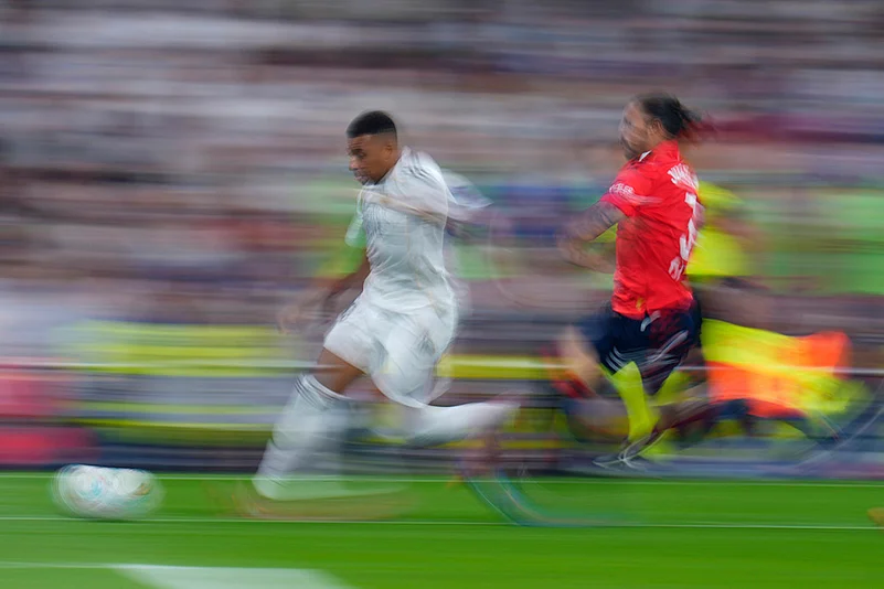 Spain Soccer La liga 2025-26 Real Madrid Vs Osasuna in Madrid_Kylian Mbappe