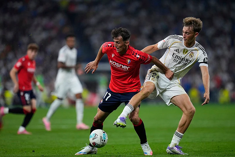 Spain Soccer La liga 2025-26 Real Madrid Vs Osasuna in Madrid_Ante Budimir