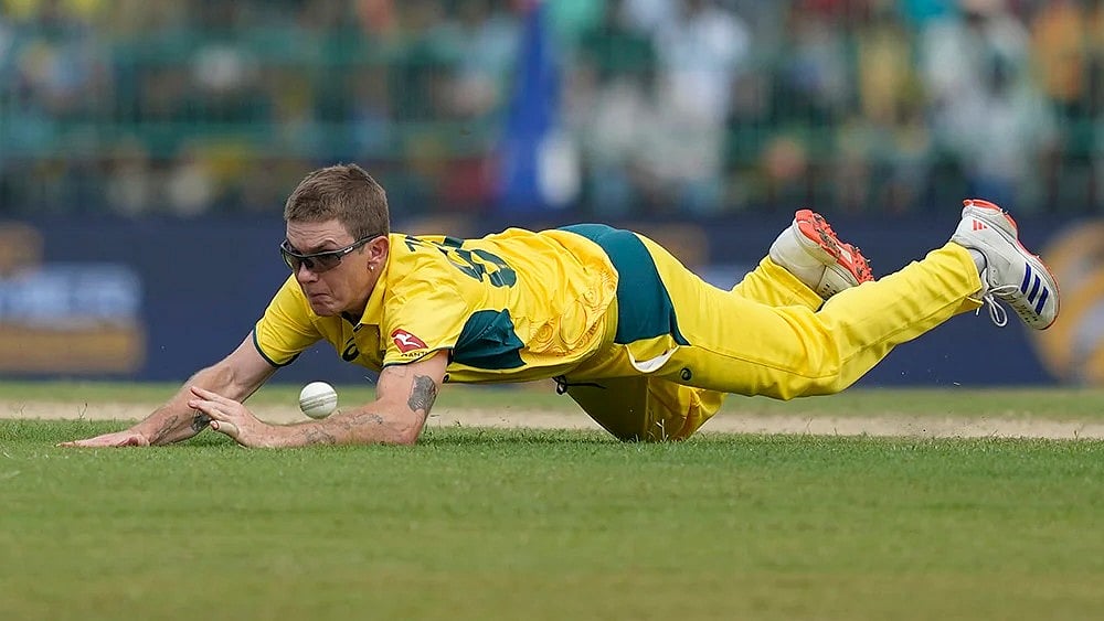 | Photo: AP/Eranga Jayawardena : SL vs AUS 1st ODI: Australia's Adam Zampa fields a ball 
