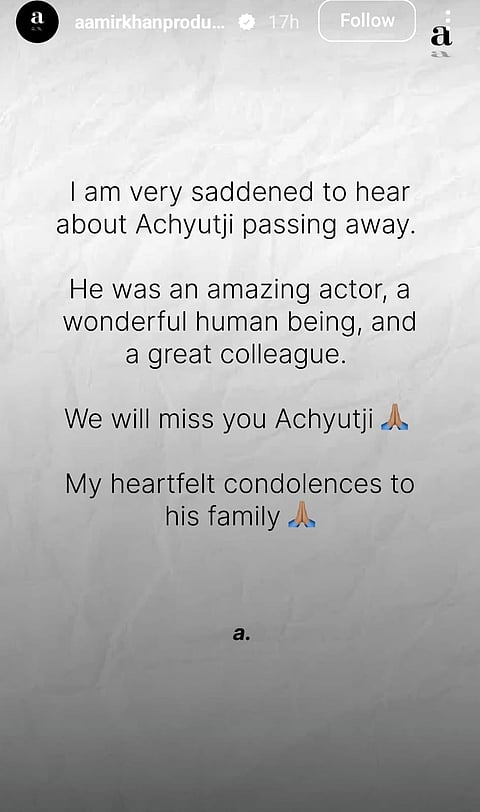 Aanir Khan's post for Achyut Potdar