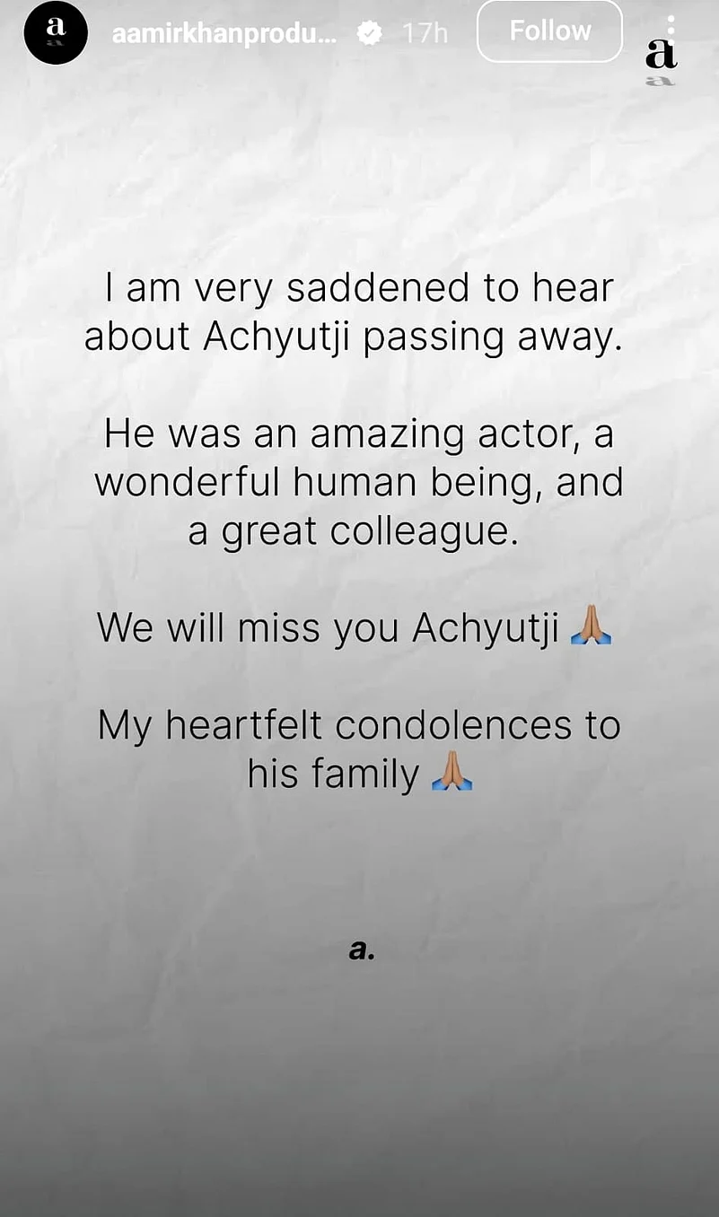 Aanir Khans post for Achyut Potdar