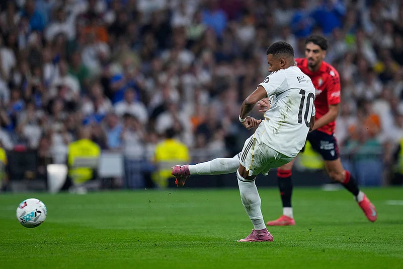 Spain Soccer La liga 2025-26 Real Madrid Vs Osasuna in Madrid_Kylian Mbappe