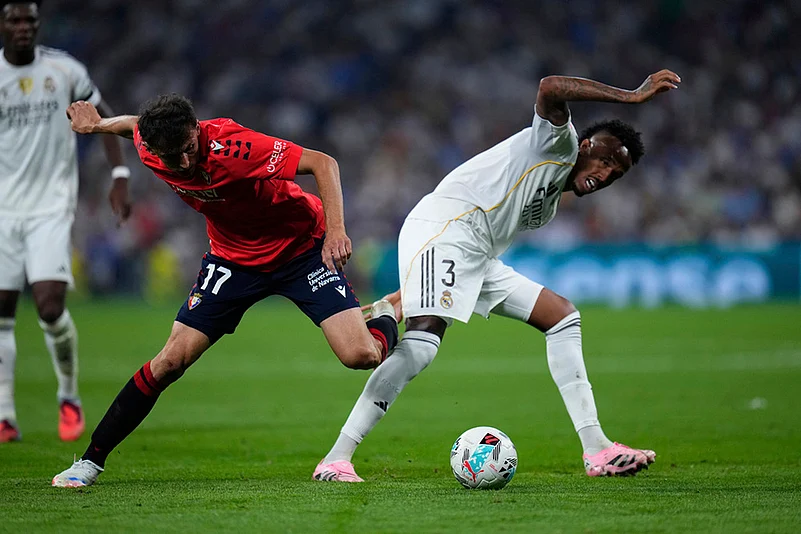 Spain Soccer La liga 2025-26 Real Madrid Vs Osasuna in Madrid_Ante Budimir