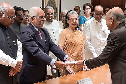 Opposition's Vice-Presidential candidate B Sudershan Reddy files nomination