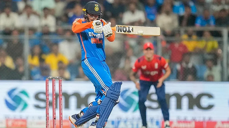 India Vs England Cricket IND vs ENG 5th T20I Photo from Mumbai: Abhishek Sharma