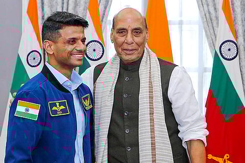Rajnath Singh with Shubhanshu Shukla