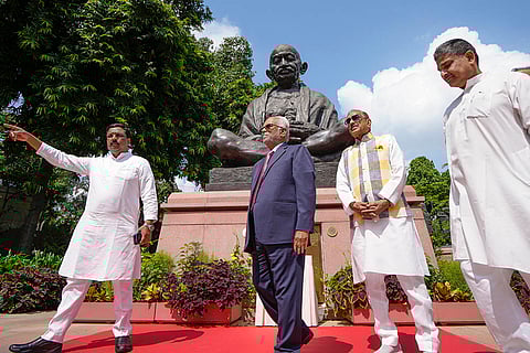 B Sudershan Reddy visits Parliament