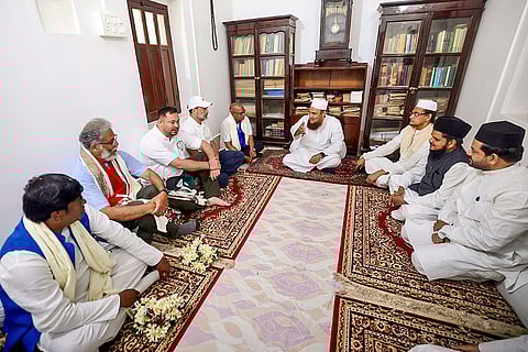 INDIA bloc leaders meet people at Khanquah Rahmani in Bihar