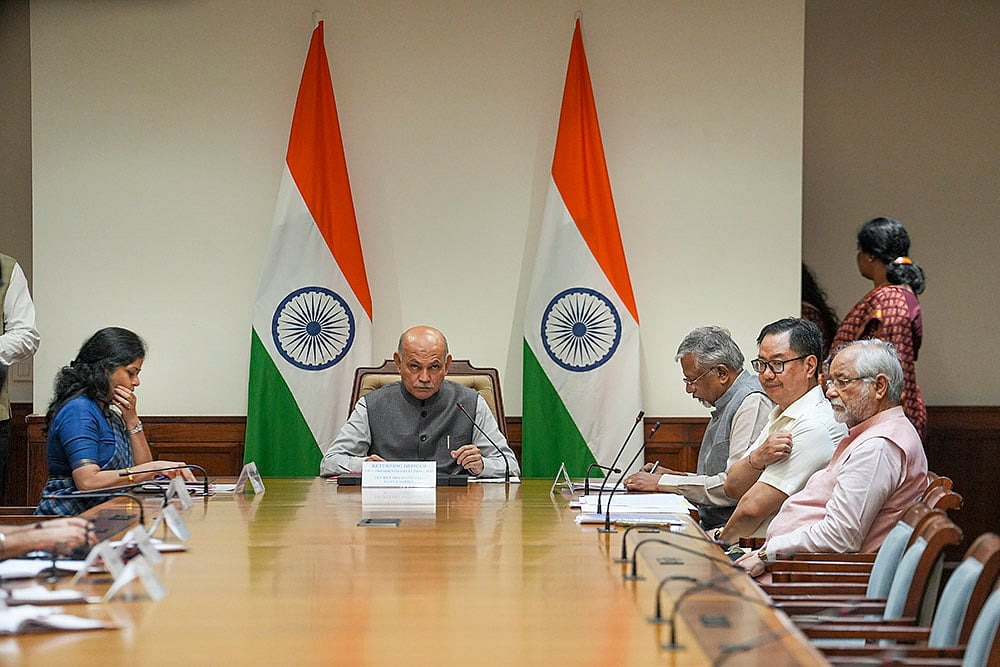 | Photo: PTI/Kamal Kishore : Vice-presidential election: Scrutiny of nomination papers by Returning Officer