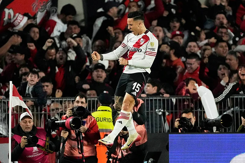 Copa Libertadores 2025 Soccer match Argentinas River Plate Vs Paraguays Libertad_Sebastian Driussi