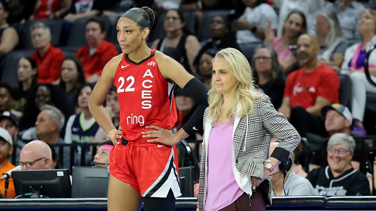 Aces center A'ja Wilson and head coach Becky Hammon