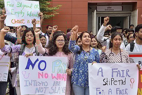 Intern doctors protest at Patna hospital