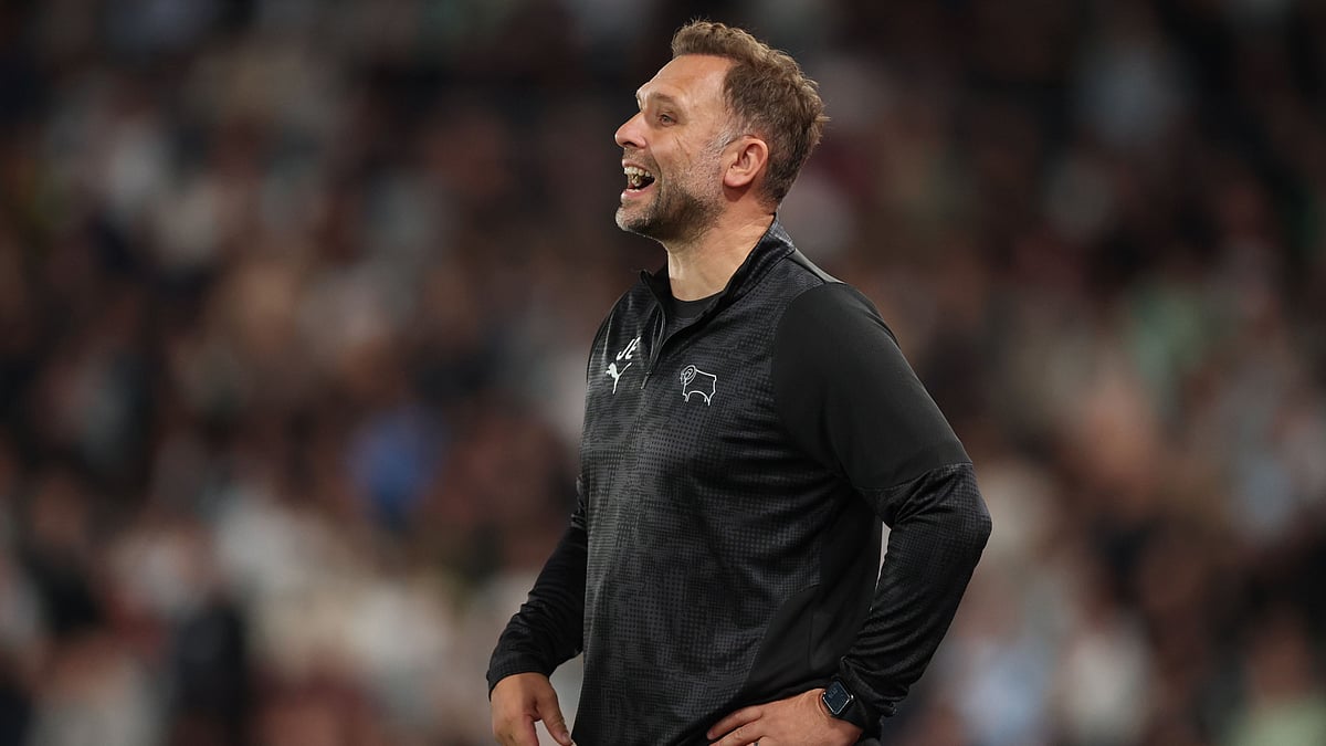 John Eustace looks on during Derby County's draw with Bristol City