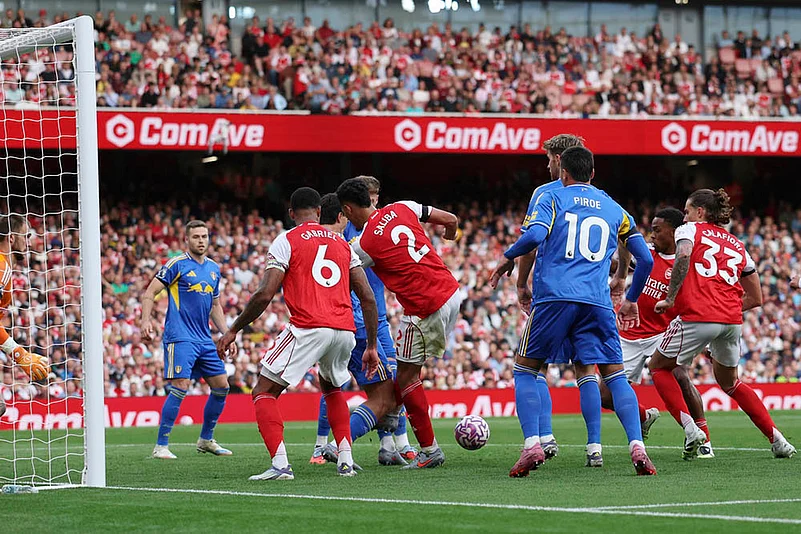 English Premier League 2025-26 Matchday 2 Arsenal Vs Leeds United_ Jurrien Timber