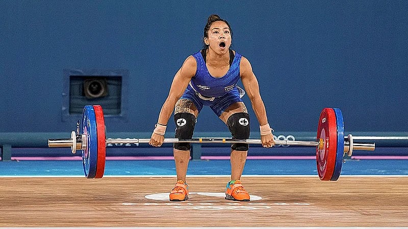 File/AP : Mirabai Chanu finished fourth at the Paris Olympics.
