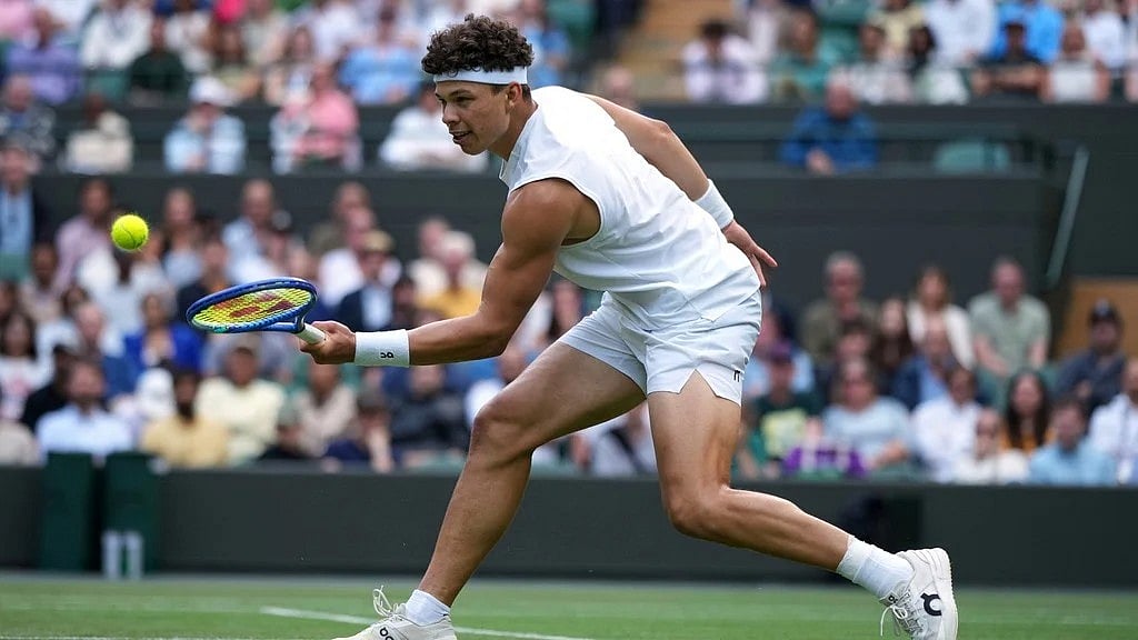 AP : File photo of Ben Shelton From Wimbledon 2025 men's singles round of 32 